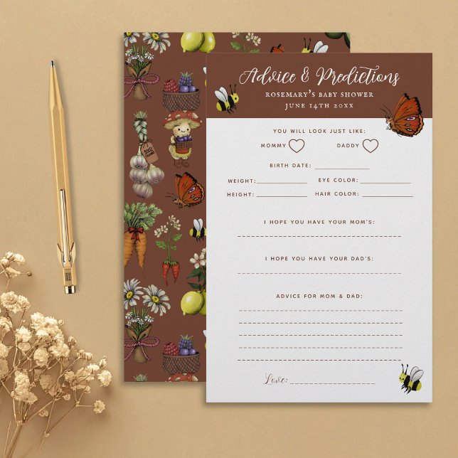 Papier Advice & Predictions Garden Baby Shower Game (Créateur téléchargé)
