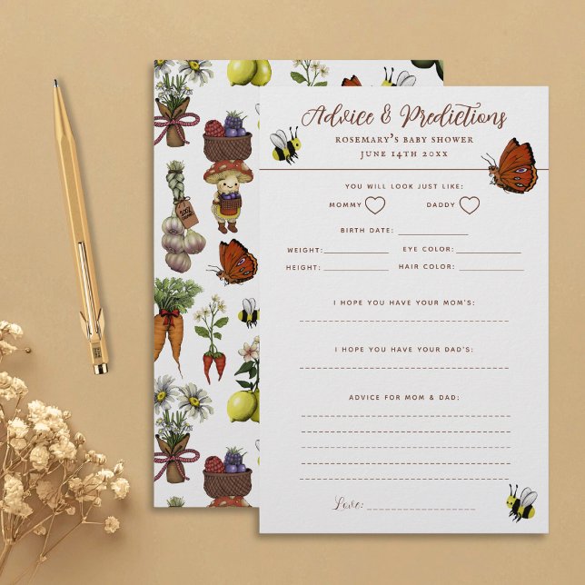 Papier Advice & Predictions Garden Baby Shower Game (Créateur téléchargé)