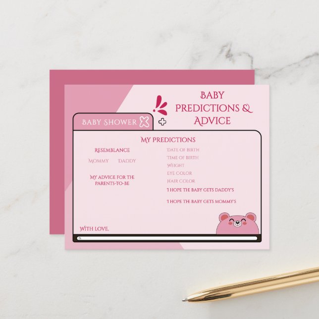 Papier Affiche de jeu pour écran d'ordinateur Ourson rose (Devant/Arrière en situation)