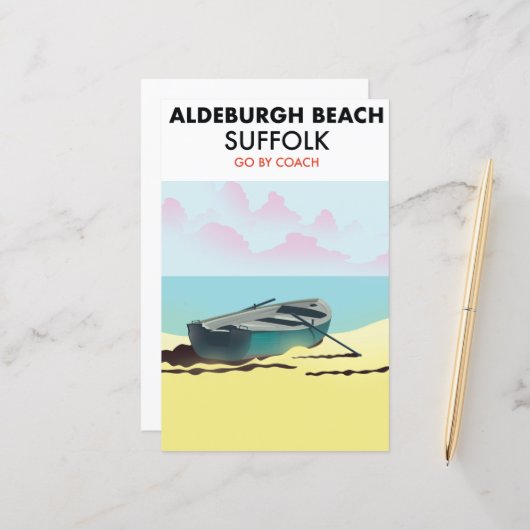 Papier Affiche de la plage d'Aldeburgh Suffolk (Devant/Arrière en situation)