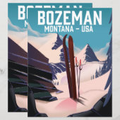 Papier Affiche de ski Bozeman Montana (Devant / Derrière)