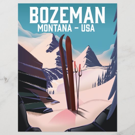 Papier Affiche de ski Bozeman Montana (Devant)