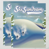 Papier Affiche de ski Sundown Hartford Connecticut (Devant / Derrière)