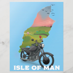 Papier Affiche de voyage à moto sur l'île de Man