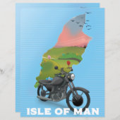 Papier Affiche de voyage en moto de l'île de Man (Devant / Derrière)