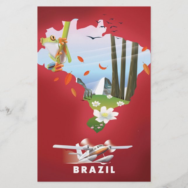 Papier Affiche de voyage illustrée du Brésil. (Devant)