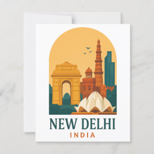 Papier Affiche de voyage vintage New Delhi Inde – Ville R