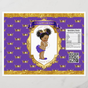Papier African American Baby Girl Purple Gold Chip Sac