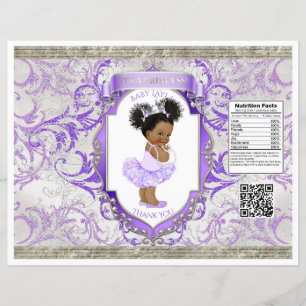 Papier African American Baby Girl Purple Silver Chip Sac