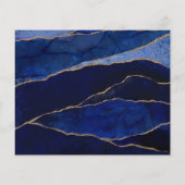 Papier Agate Bleue et Or Moderne Enregistrer la Date de M (Dos)