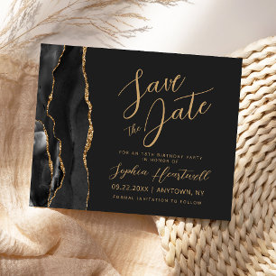 Papier Agate Or Noir pour les 18 Ans Save the Date