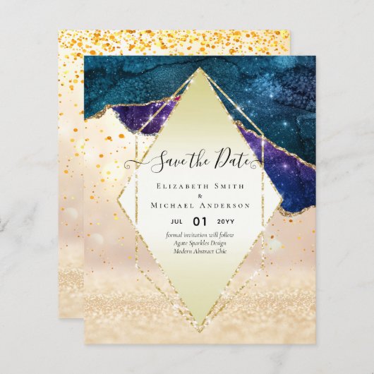 Papier AGATE PARTIES SCINTILLANT Enregistrer les dates Gl (Devant / Derrière)