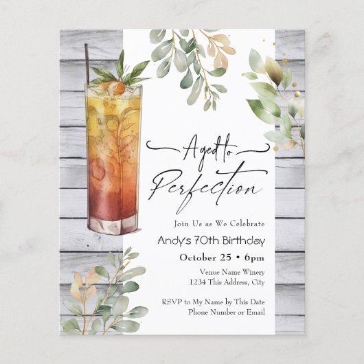 Papier Âgé à Perfection Floral 70e anniversaire Invitatio (Devant)