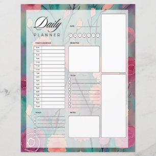 Papier Agenda quotidien floral rose et mauve