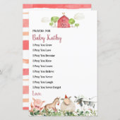 Papier Agritourisme Animaux Barnyard Prières pour bébé (Devant / Derrière)