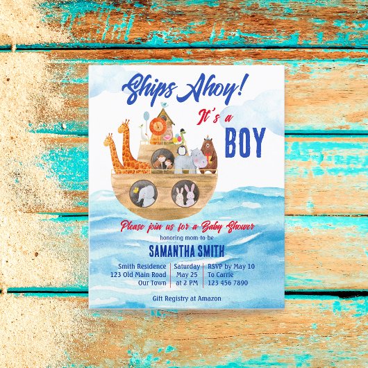 Papier Ahoy c'est un garçon Noahs Ark baby shower budget