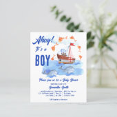 Papier Ahoy it's a boy nautical baby shower budget invite (Debout devant)
