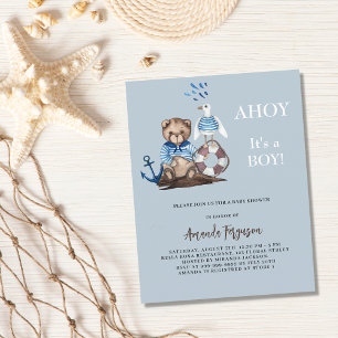 Papier Ahoy teddy marin budget Baby shower invitation