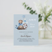 Papier Ahoy teddy marin budget Baby shower invitation (Debout devant)