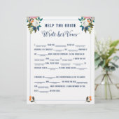 Papier Aidez la mariée à écrire son jeu de Fête des marié (Debout devant)