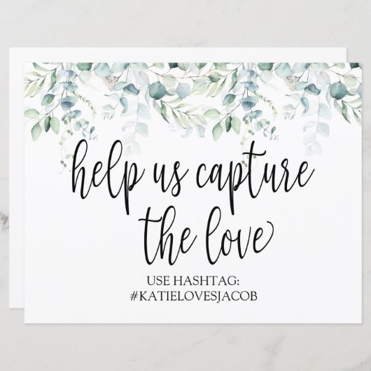 Papier Aidez-nous à saisir l'amour - Mariage d'Eucalyptus (Devant / Derrière)