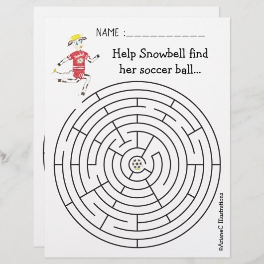 Papier Aidez Snowbell la vache à trouver son labyrinthe (Devant / Derrière)