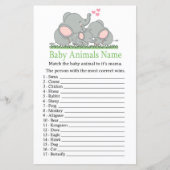 Papier Aimer Eléphants Bébé Animaux Nom Jeu (Devant)