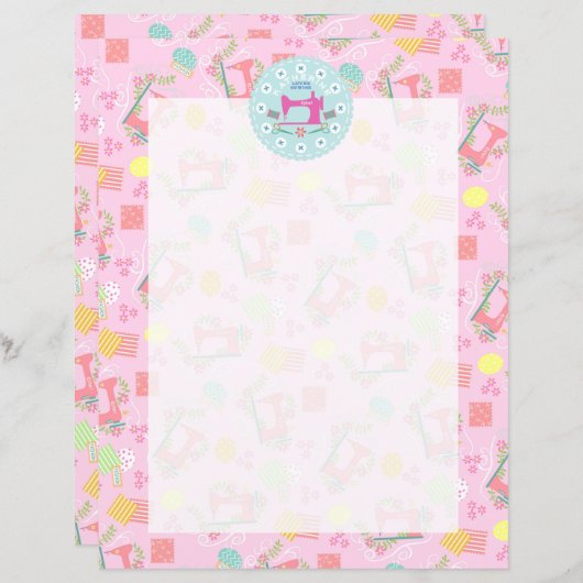 Papier Aimer Machine à coudre rose (Devant / Derrière)
