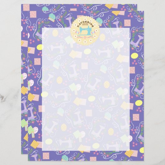 Papier Aimer Machine à coudre violet (Devant / Derrière)
