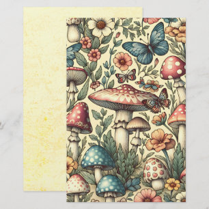 Papier Album de découpage Champignons, Fleurs, Papillons