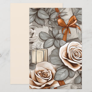 Papier Album decoupage vintage rose ton sépia