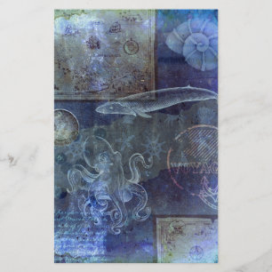 Papier Album decoupage vintage vie marine bleu marine