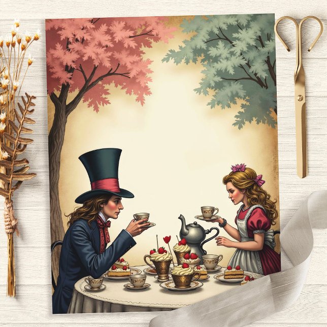 Papier Alice Mad Hatter Tea Party Scrapbook Paper (Créateur téléchargé)