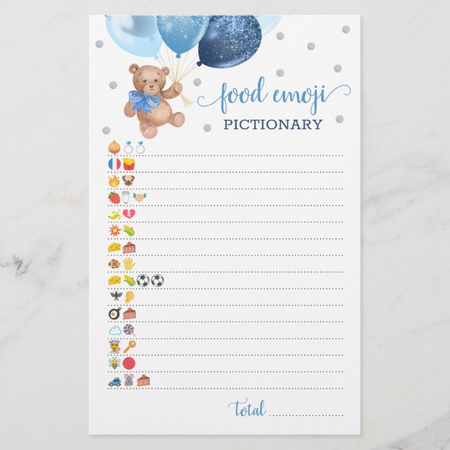 Papier Alimentation Emoji Pictionary Jeu Bleu Argent Tedd (Devant)