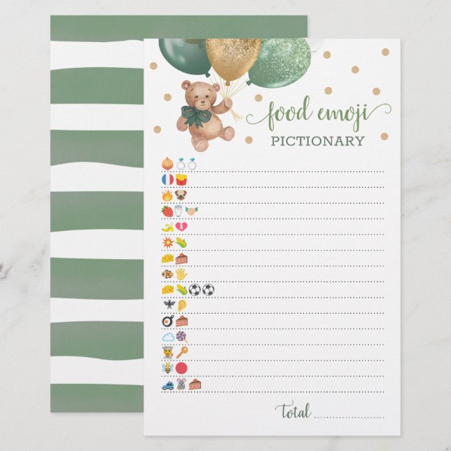 Papier Alimentation Emoji Pictures jeu Sage Teddy Bear (Devant / Derrière)