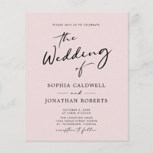 Papier All in One Budget Calligraphy Blush Wedding Invita