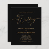 Papier All in One Budget Gold Calligraphy Wedding Invitat (Devant / Derrière)