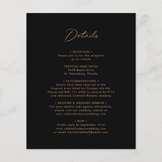 Papier All in One Budget Gold Calligraphy Wedding Invitat (Dos)