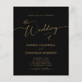 Papier All in One Budget Gold Calligraphy Wedding Invitat (Devant)