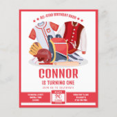 Papier All Star Baseball Red Budget Invitation Anniversai (Devant)