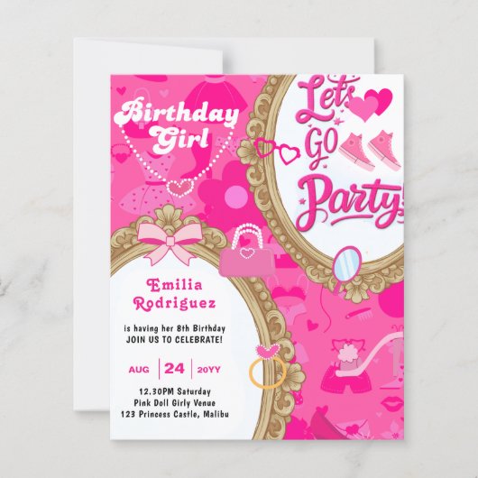 Papier Allons Fêter Accessoires de Poupée Rétro Rose Clai (Devant)