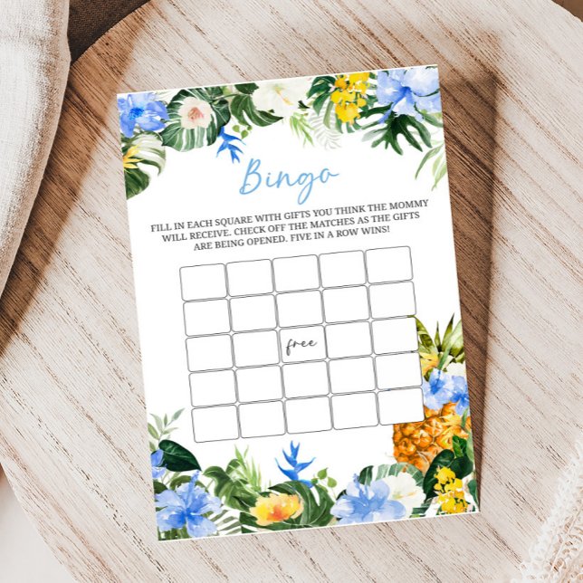 Papier Aloha Pineapple Baby Shower Bingo Game (Aloha Baby Baby Shower Game)
