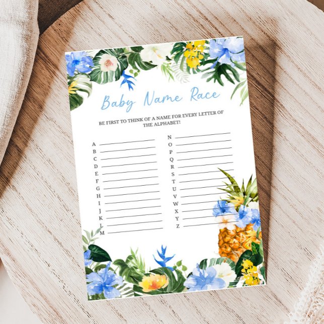 Papier Aloha Pineapple Baby Shower Name Race Game (Aloha Baby Baby Shower Game)