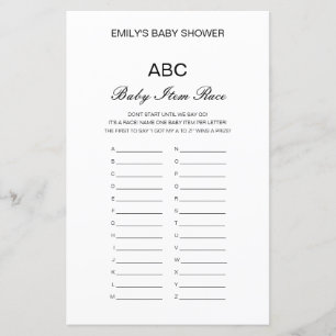 Papier Alphabet Baby Item Baby shower Jeu IMPRIMÉ