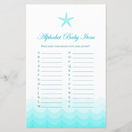 Papier Alphabet Baby Item - Jeu Baby shower (Devant)