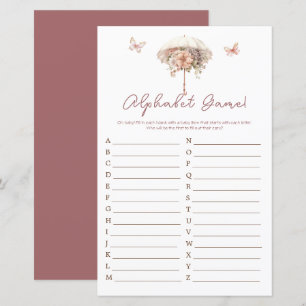 Papier Alphabet de Baby shower de parapluie Vintage rose