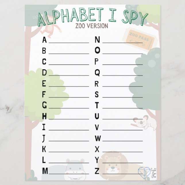 Papier Alphabet I Spy (Devant)