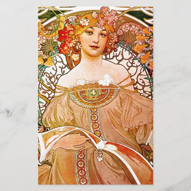 Papier Alphonse Mucha Rêvant (Rêverie) (Devant)