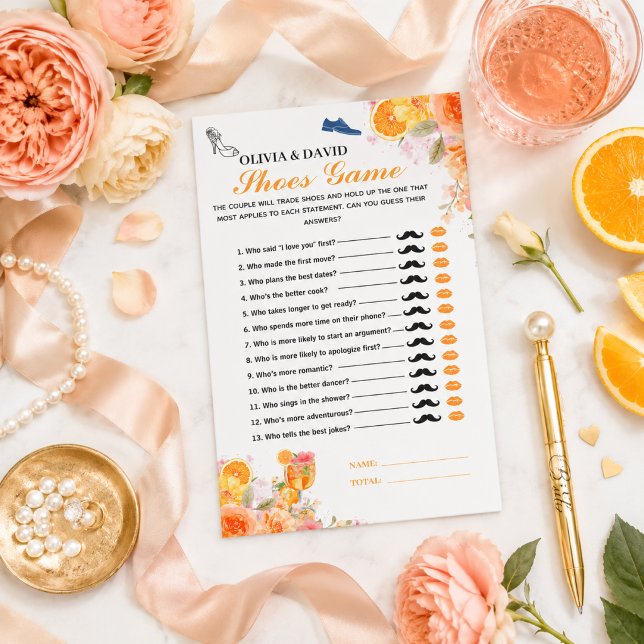 Papier Amour au premier Spritz Jeu de chaussures de douch (Love at First Spritz Bridal Shower Shoes Game)
