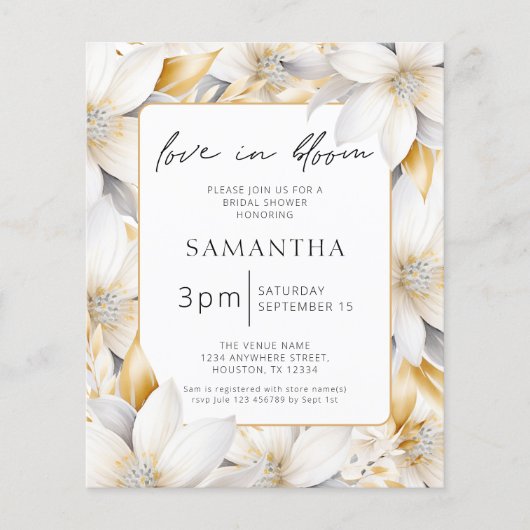 Papier Amour Budget Dans La Fête des mariées Florale Fleu (Devant)